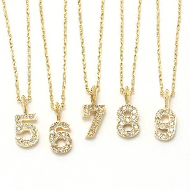 ナンバーネックレス - K18イエローゴールド w/ダイヤモンド GARDEL(ガーデル) NUMBER NECKLACE - K18Yellow Gold w/Diamond