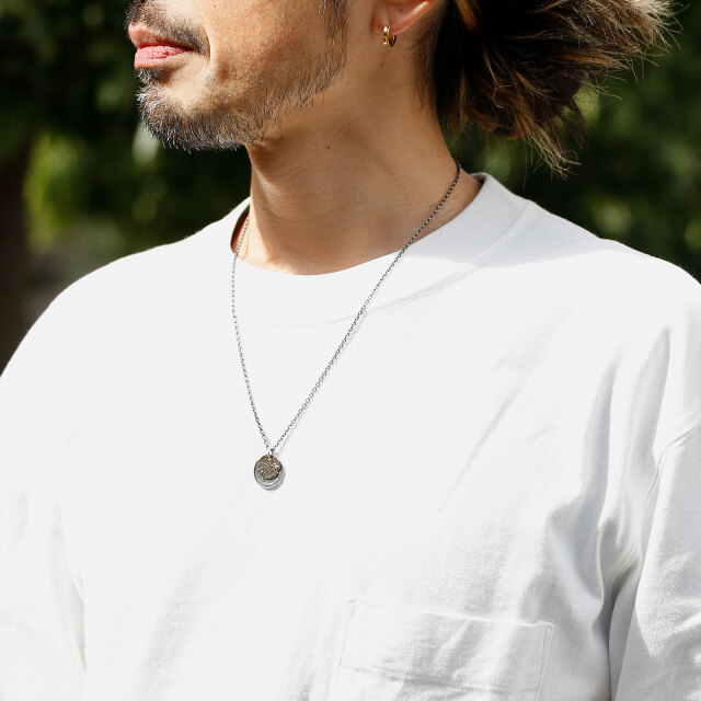 B.C.コインネックレス / ホープサン - オキシダイズドシルバー×ブラス SYMPATHY OF SOUL(シンパシーオブソウル) ビーシーコインネックレス / ホープサン - オキシダイズドシルバー×ブラス