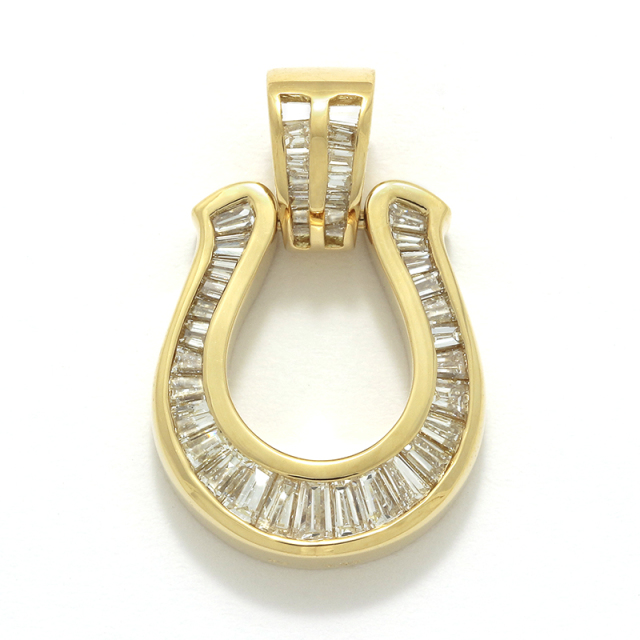 Horseshoe XL Pendant w/Tapered Diamond - K18Yellow Gold