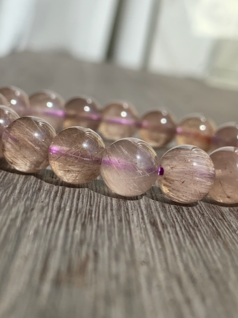 希少】 【高品質】 ピンクパープルルチルクォーツ 9.5ｍｍ 内周15