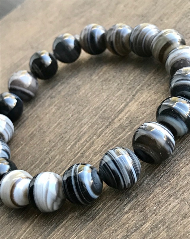 黒縞メノウ 10mmブレスレット 
