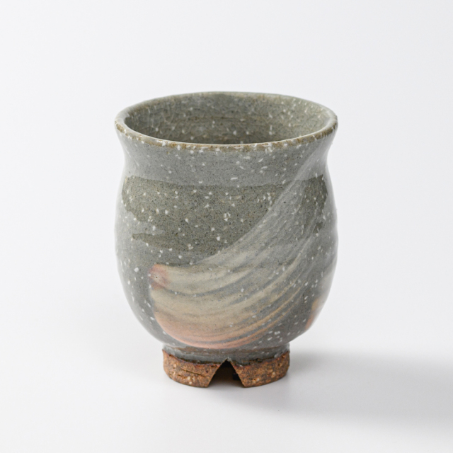 萩焼(伝統的工芸品)湯呑小刷毛青荒丸No7