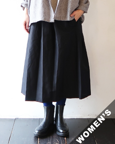 homspun ホームスパン ウールリネン フリルポケットギャザースカート BLACK