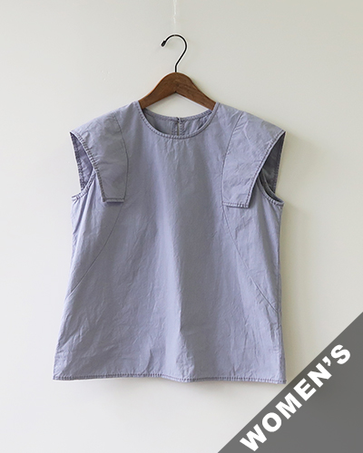 homspun ホームスパン バルキーシーチング ノースリーブブラウス BLUE GREY