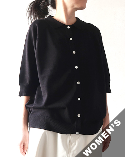 homspun ホームスパン ソフトコンパクトヤーン 襟付きカーディガン BLACK