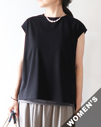 evam eva - cut&sew sleeveless エヴァムエヴァ カットソースリーブレス メール便可
