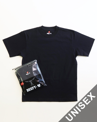 Hanes - BEEFY-T - BLACK ヘインズ クルーネック Tシャツ メール便可