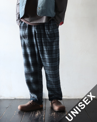 TIGRE BROCANTE ティグルブロカンテ ネルチェックMIX タゴサクロングパンツ MOSS GREEN