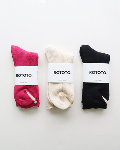 ROTOTO - WASHI & RECYCLED COTTON RIB CREW SOCKS ロトト ワシアンドリサイクルコットンリブクルーソックス メール便可