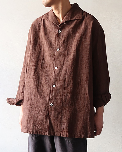 SOWBOW - SOWBOW SHIRT-A - LINEN COTTON HOUNDS TOOTH - ONE PIECE COLLAR WIDE 蒼氓シャツ