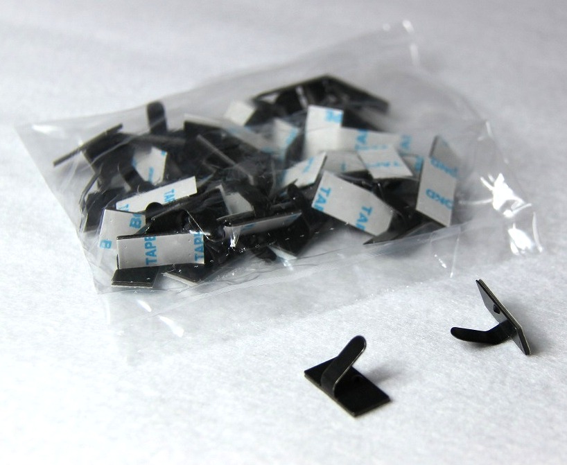 配線留め P-20BV 黒色クロメートメッキ品 強力両面テープ付 50個入
