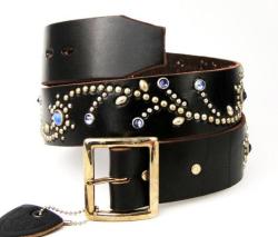 �����谷HTC #585  Flower Silver Studs Belt(�ե�����С������å��٥��) �֥�å��쥶��x�饤�ȥ֥롼���ȡ���