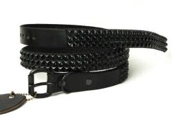 �����谷HTC BLACK��HTC�֥�å�)  BT01��3 Lines Black Pyramid Studs Black Belt(3Ϣ�֥�å��ԥ�ߥåɥ����å��֥�å��٥��)