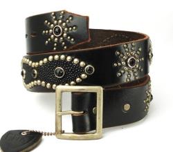 �����谷ŹHTC(Hollywood trading Company)  Overlay Peanut Belt(�����С��쥤�ԡ��ʥåĥ٥��)���֥�å�x�֥�å����ƥ��󥰥쥤