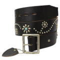 �����谷HTC(Hollywood Trading Company)�� ST125 Turquoise Flower Belt(�����������ե��٥��) �֥�å�