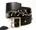 �����谷HTC #585  Flower Silver Studs Belt(�ե�����С������å��٥��) �֥�å��쥶��x�饤�ȥ֥롼���ȡ���
