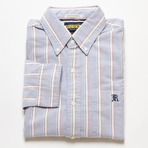 【R046】RUGBY/Blue Striped Oxford/長袖シャツ