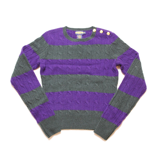 【R067】【Women's】RUGBY/Striped Cabled Crewneck/セーター