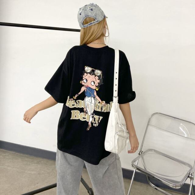 【Betty Boop(TM)】バックプリントワイドTシャツ Betty Boop(TM)】バックプリントワイドTシャツ｜ギャレストの