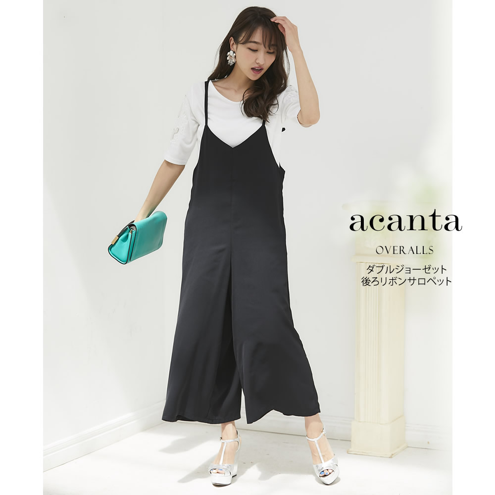 【8月11日スタート！スペシャルプライス】ダブルジョーゼット後ろリボンサロペット 【acanta　アカンタ】 tocco closet (トッコクローゼット) Collection＊SALE品につき返品/交換/キャンセル/配送日指定不可/ラッピング不可