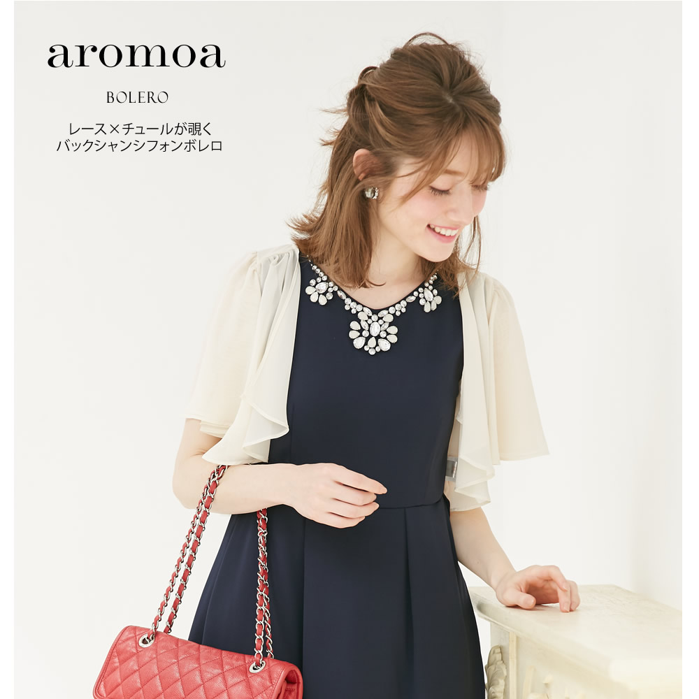 レース×チュールが覗くバックシャンシフォンボレロ 【aromoa　アロモア】 tocco closet (トッコクローゼット) Collection