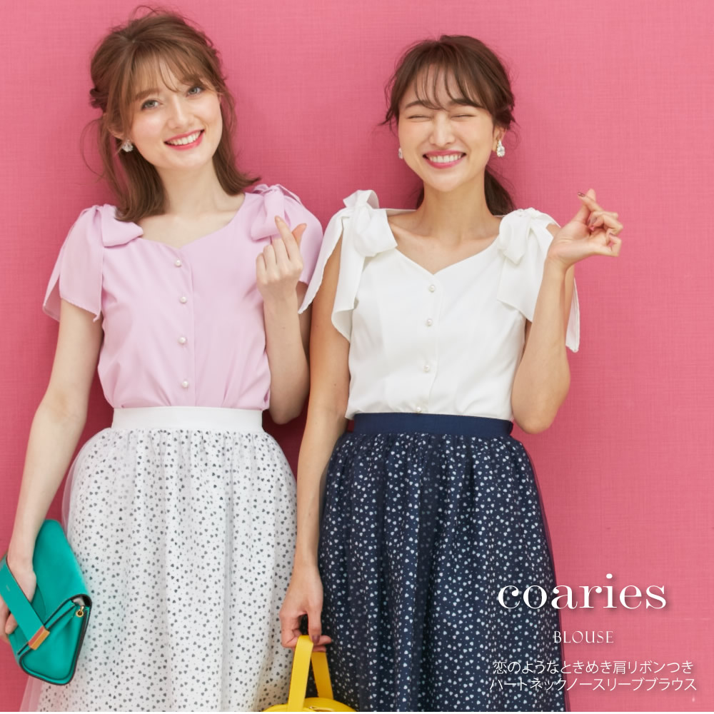 恋のようなときめき肩リボンつきハートネックノースリーブブラウス 【coaries　コアリス】 tocco closet (トッコクローゼット) Collection