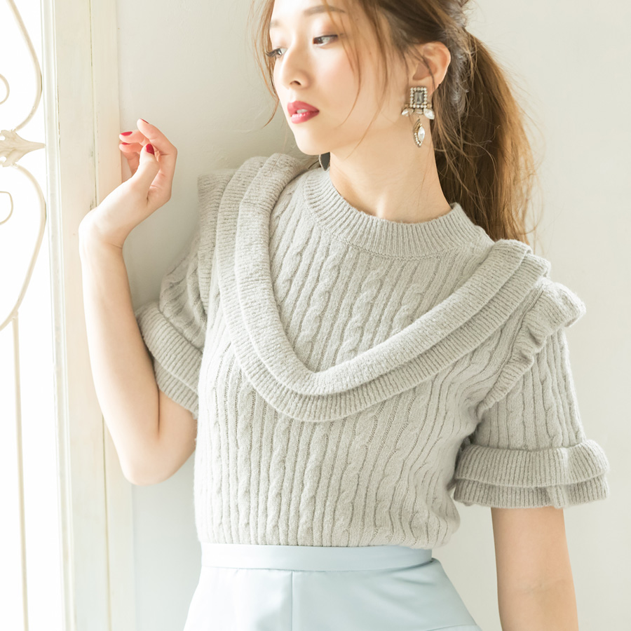 【Lily Lulu】Frill Cable KnitFrill Cable Knit スペシャルプライス！＊SALE品につき返品/交換/キャンセル/配送日指定不可/ラッピング不可