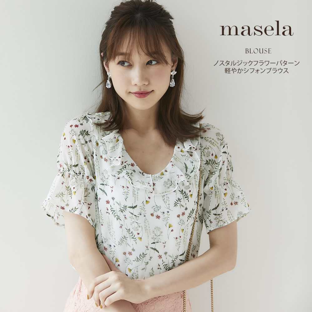 ノスタルジックフラワーパターン軽やかシフォンブラウス 【masela　マゼーラ】 tocco closet (トッコクローゼット) Collection