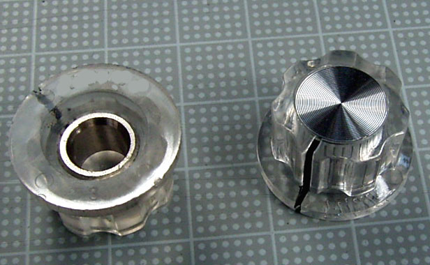 【ノブ】1/4”インチ（6.35mm)シャフトタイプ　Bスタイル　透明クリア