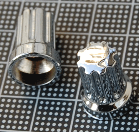 【ノブ】シルバーメッキプラスチック6mmタイプ：スプリット方式（ギザギザシャフト用）　【１０個１セット】　