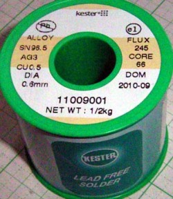 【KESTER 】銀3%ハンダ Sn96.5 Ag3 Cu0.5　１ｍ単位切り売り