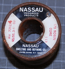 【NASSAU】ヴィンテージROSIN CORE　SOLDER 1ｍ単位切り売り