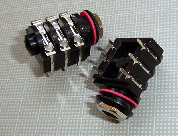 【ジャック】NB（ノーブランド）：STEREO（スイッチ付）メタルナット　PCB端子【10個セット】