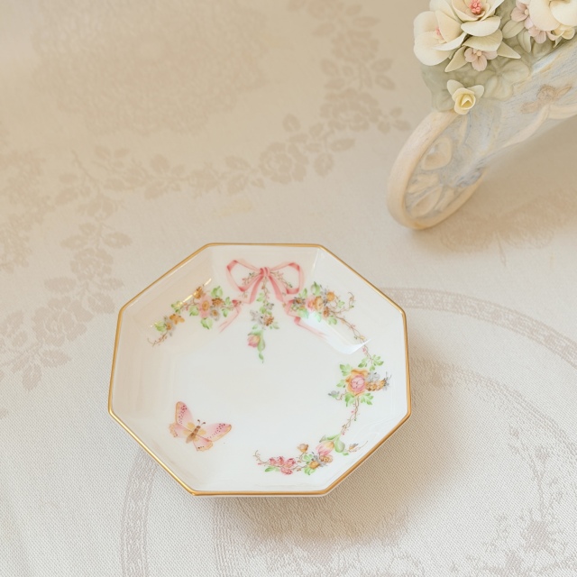 Herend ヘレンド EDENP エデン桜ピンク 八角小皿 (S) (*2枚目の写真、手前小さい方1枚です。)