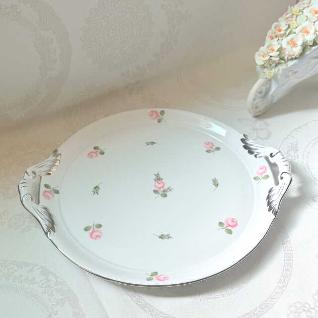 Herend ヘレンド ウィーンの薔薇プラチナ(小薔薇バージョン)ガトープレート