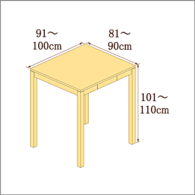 高さ101-110cm／奥行き81-90cm／横幅91-100cmの机/デスク