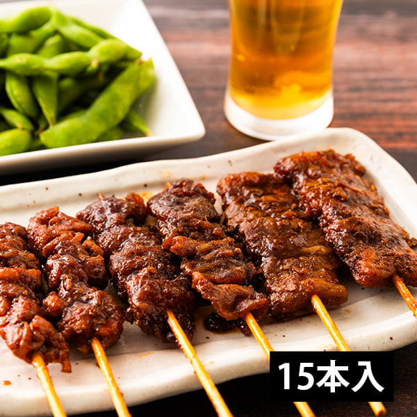 肉の中村/加熱調理済み 国産焼き鳥 詰合せ15本(もも串・皮串・山形豚バラ串)
