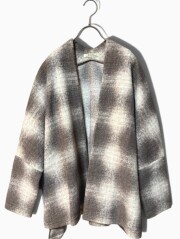 【blanc basque】スライバーニットフロストチェック変形カーディガン