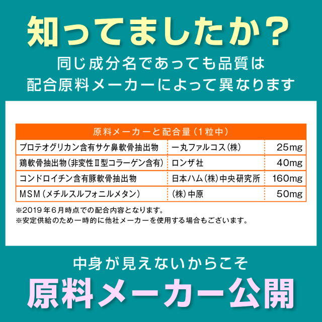 プロテオプラス30粒入り(6袋セット) / プロテオグリカン&非変性2型コラーゲン(UC-II)+コンドロイチン+MSM配合サプリメント