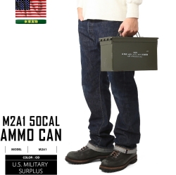 実物 米軍 50 CAL AMMO CAN(アンモボックス)USED ホワイトステンシル