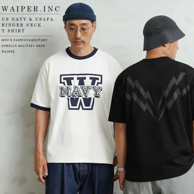 WAIPER.inc 米軍 US NAVY / USAFA リンガーネックTシャツ【WP1188】【キャンペーン対象外】【T】