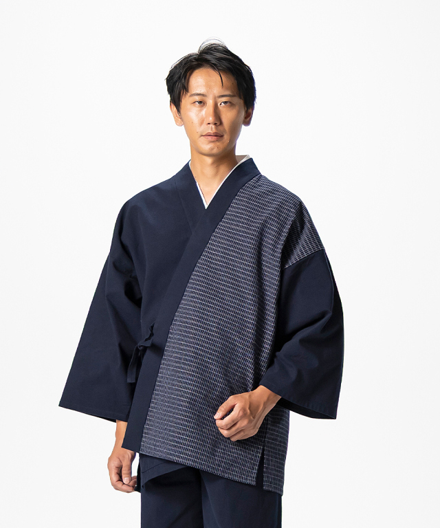 杢糸織デザイン作務衣