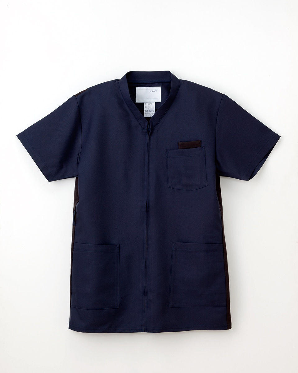 【ナガイレーベン】RT-5072【男女兼用ファスナー開きスクラブ・白衣・半袖上衣】