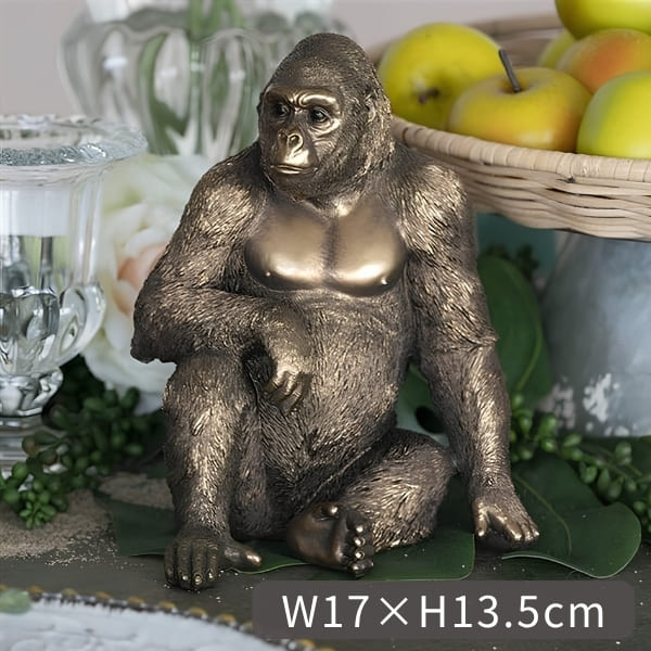 ゴリラ オブジェ ゴールド ブロンズ調 動物置物 海外インテリア雑貨-8