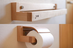 木のトイレットペーパーホルダーA＆木のタオルかけA ハードメープル
