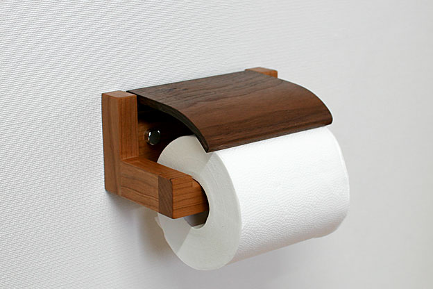 木のトイレットペーパーホルダーAブラックチェリー×ウォールナット画像01