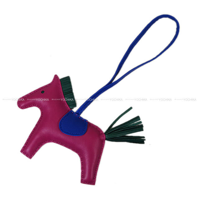 HERMES エルメス バッグチャーム ロデオ GM ローズアザレ/ブルー