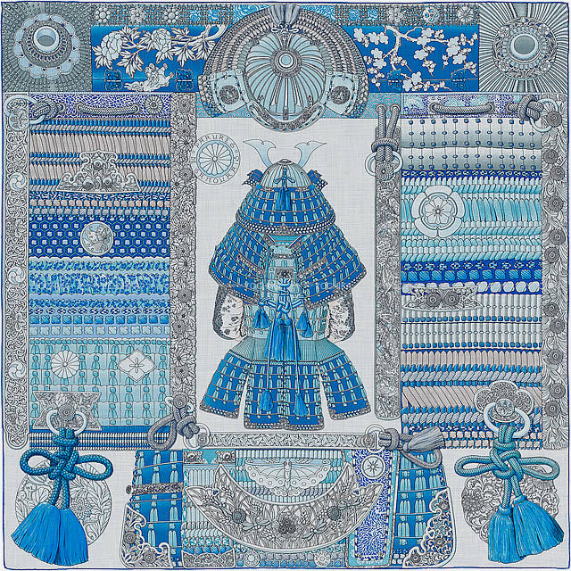 HERMES エルメス スカーフ カレ140 花咲く鳥たちの国で ヴェール/白