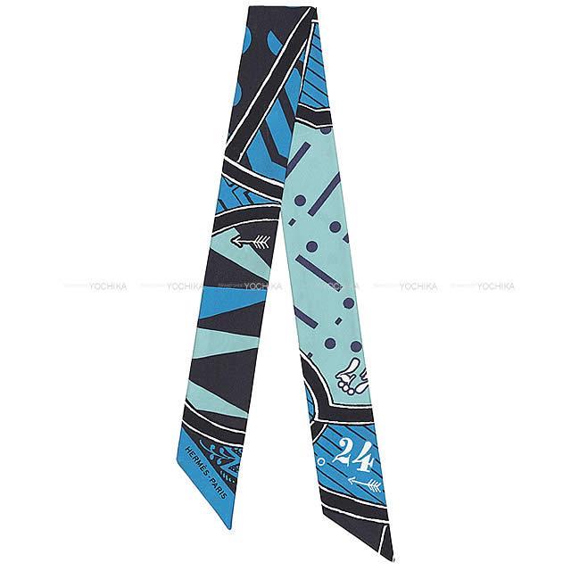 HERMES エルメス スカーフ ツイリー コバルト/マリン/セラドン シルク