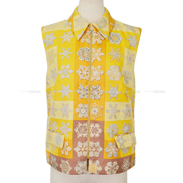 HERMES エルメス ベスト ヴィンテージ ポケット中綿 ジップ 冬の火 雪